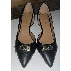Tommy Hilfiger Womens Classic High Heel Pumps Size 8M Black Leather Shoes